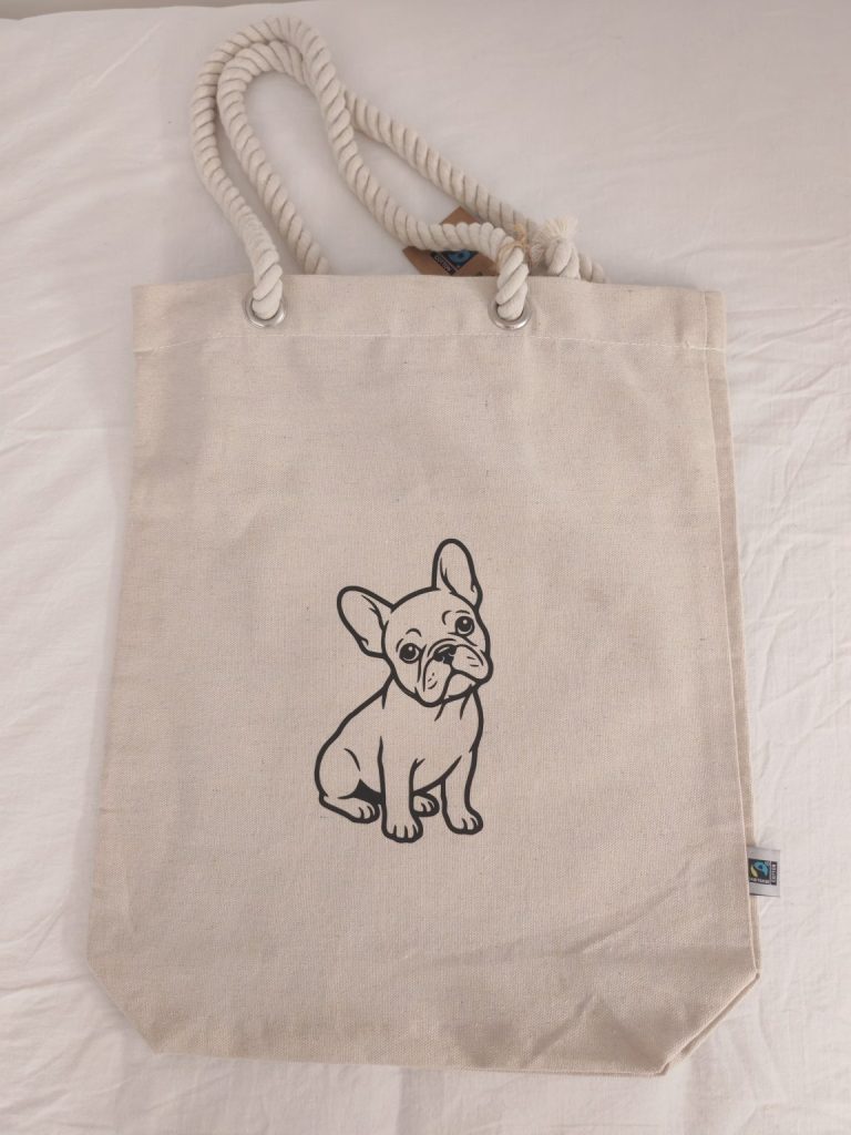 Tote bag de cuerda · Silueta buldog